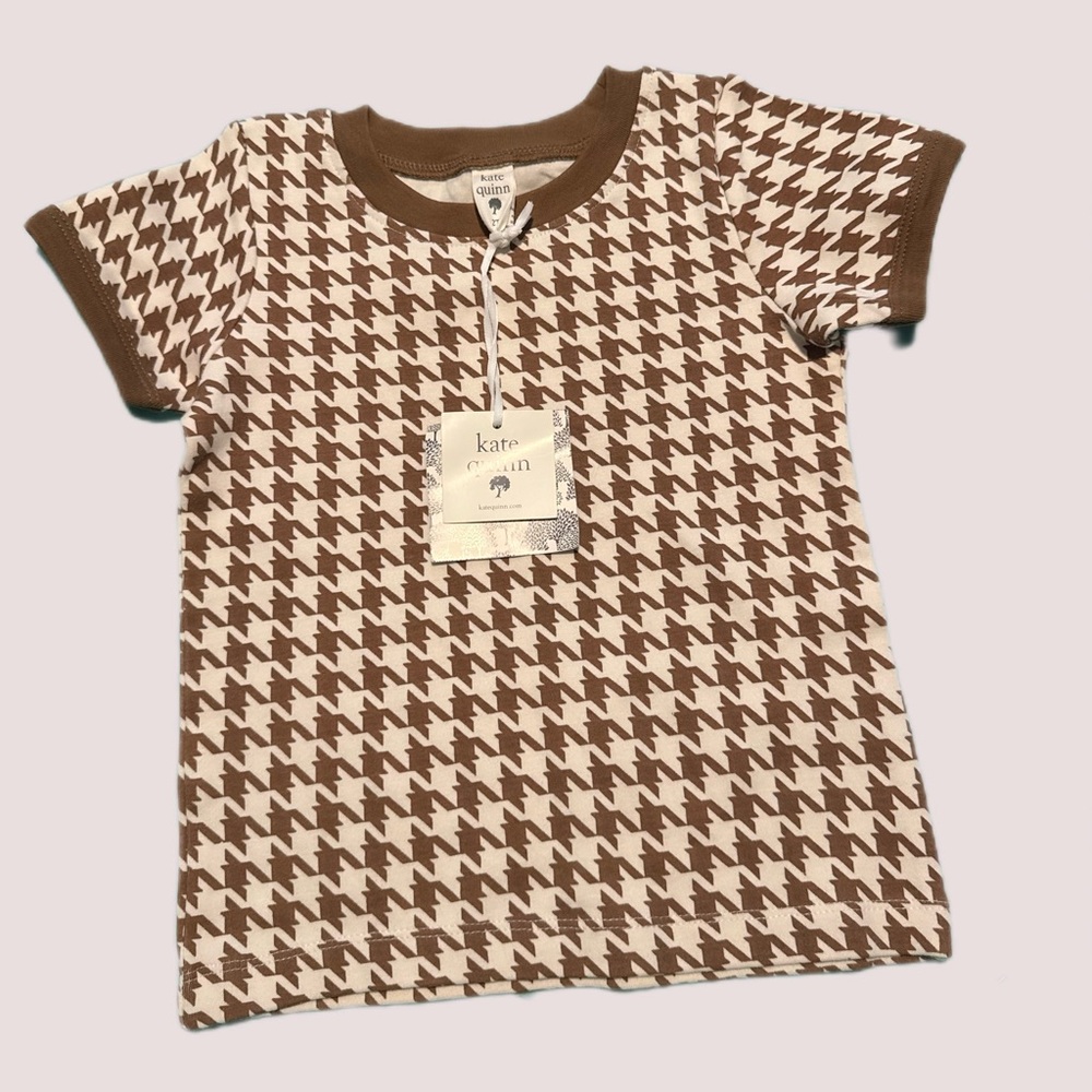 Kate Quinn NWT 2T Brown and White Kids Houndstooth T-Shirt